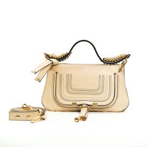 Chloe Marcie Blondie Beige Ring Detail Crossbody Cream Bag